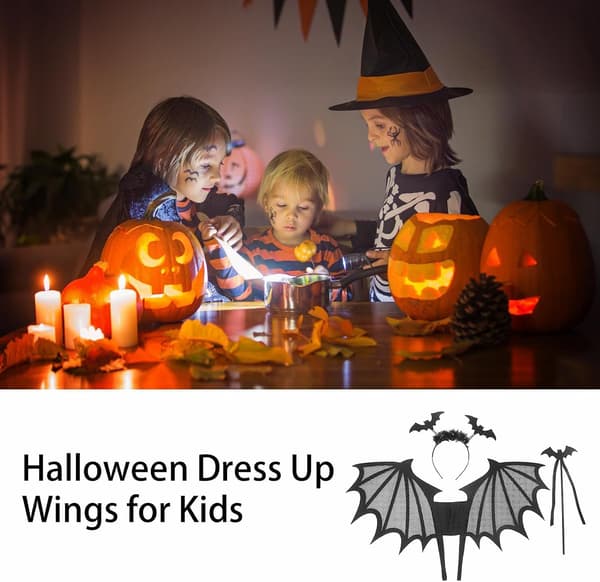 Halloween Kostume - Sort Flagermus, Halloween Vingesæt til Børn med Hoved