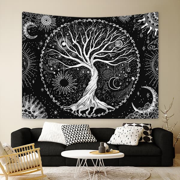 130x150cm Livets Tre Veggteppe for Naturdekorasjon