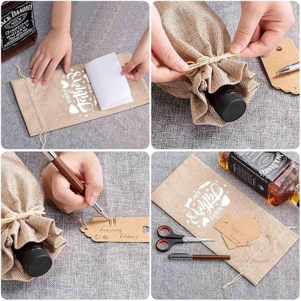 ##/Tote bag 10 stycken högkvalitativa jute-vinpåsar och presentkort##/