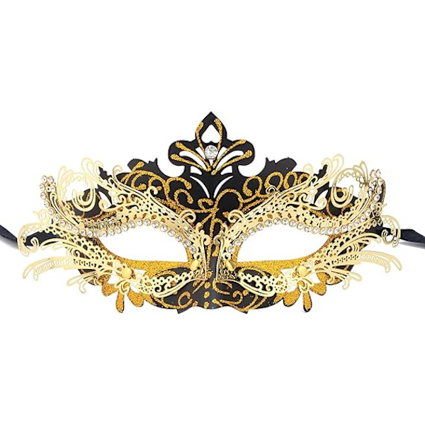 Venetiansk maske (svart gull), for maskeradeball og kostyme, for kvinner