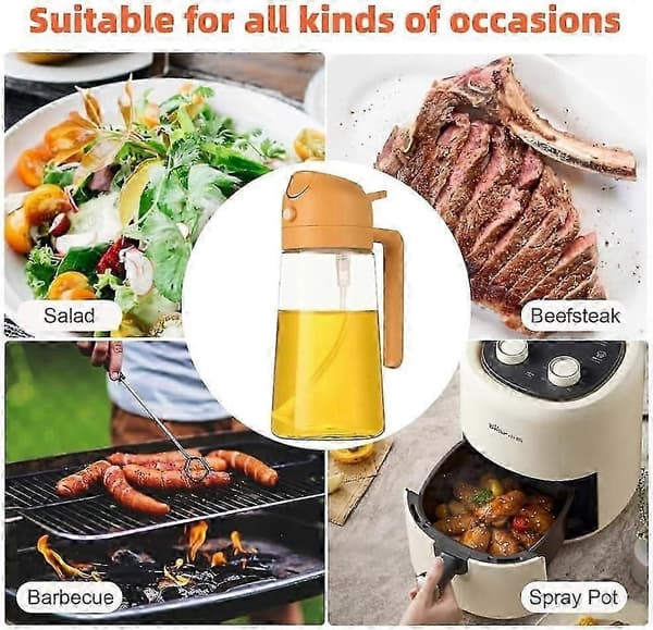 2-i-1 Olivoljedispenser, 470 ml Spray & Häll Köksoljespray för Matlagning, Stekning och Grillning