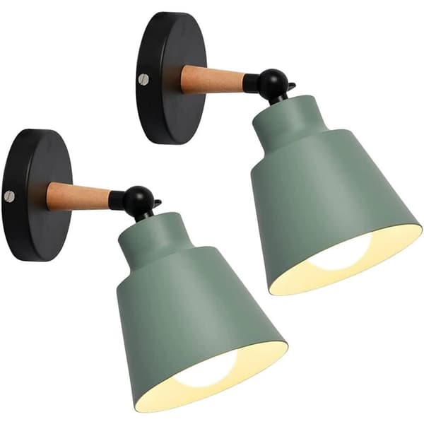 2 Pakker Industrielle Vegglamper (grønn) Vintage E27 Metall Justerbar