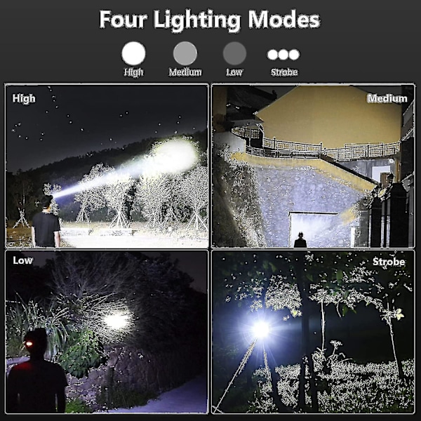 LED Oppladbare Hodelykter For Voksne, 90000 Lumen Super Sterk Hodelykt Fl