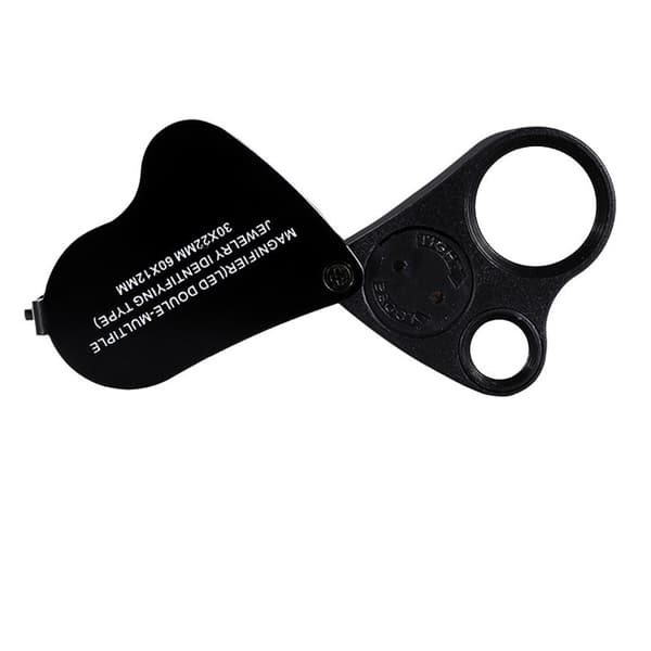 Juvelerlinse Glas Loupe 30X & 60X Forstørrelsesglas 2x LED Lys (sort)