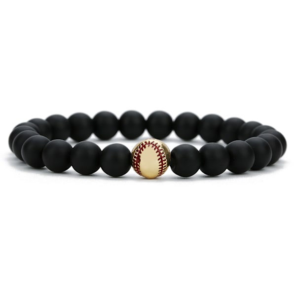 Armband med 2 vita tallstenar och kopparbasebollpärlor
