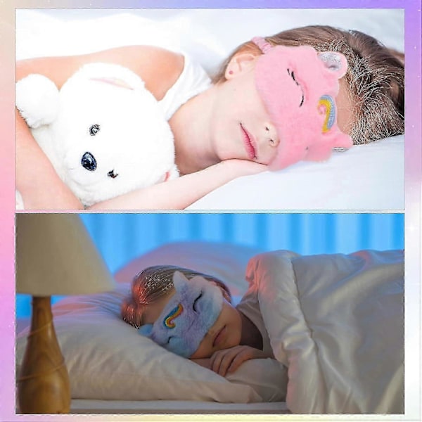 8-osainen pehmokissan silmämaskisetti - Tekoturkisunimaskit säädettävällä hihnalla