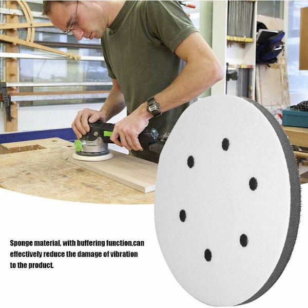 (6 reikää, 125 mm) sienenpohjainen pneumaattinen kuivahiontapad, flockattu