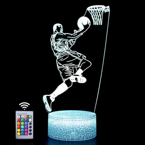 3D Basketball Lampe Bursdagsgave, Nattelys, 16 Farger Skiftende