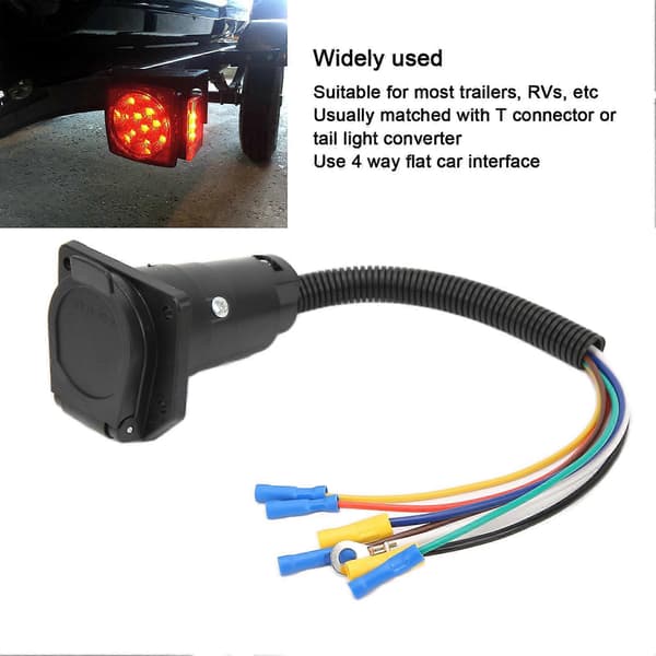 Trailer Ledningsadapter 7-vejs Bladstik Kabelstik med Beslag til RV Camper