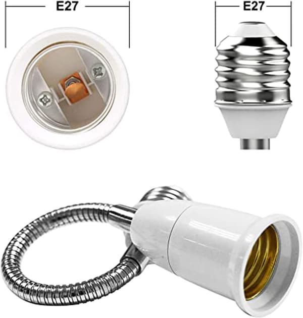 4 stk. E27 til E27 Forlænger, Forlængerlampe Adapter, Pæreforlænger