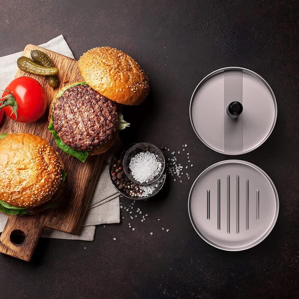 Hamburgerpresse og Patty-papirsett (Svart), Hamburgerpresse, Gri