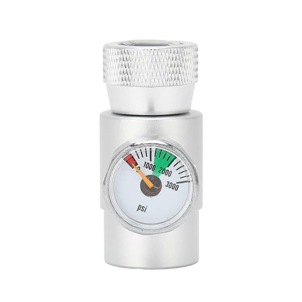 CO2-täyttöadapteri, liitin, kaasunsäädin, hopea, sooda ASA 3000 psi:n painemittarilla