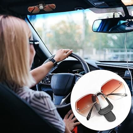 2-pack Universal Bil Solglasögonhållare Läderhållare med Biljett