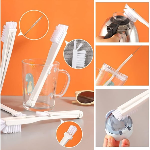 3-pack Multifunktionell Flaskborste - 3 Flaskor och Sugrör Penslar, Spaltborste