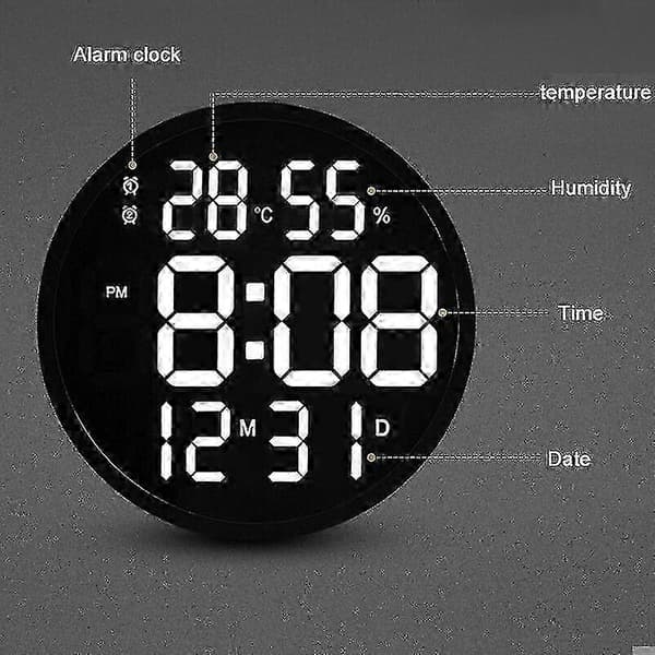 Digital LED Smart Väggklocka Stora Siffror Temperatur Luftfuktighet Display Elektronisk Klocka Modern Design Heminredning
