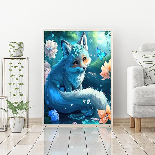 ##/5D diamantmålning-DIY-30x40cm-blå rävprinsessa##/