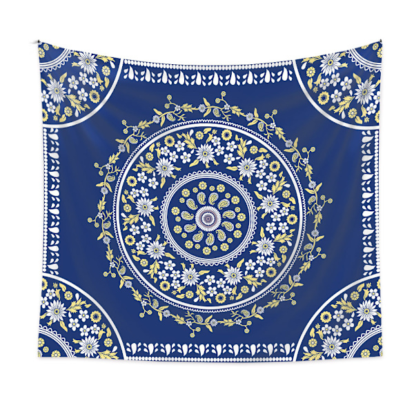 ##/150×200cm Bohemisk väggbonad - Blå blommig, Dekorativ väggbonad##/