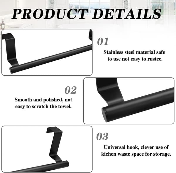 ##/2-pakks svart rustfritt stål veggmontert håndkleholder - Hengende To##/