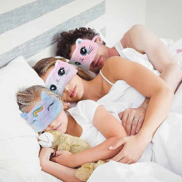8-osainen pehmokissan silmämaskisetti - Tekoturkisunimaskit säädettävällä hihnalla
