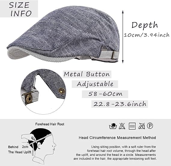 Hatt for menn, flat beret, sommer, justerbar, flat newsboy-hatt med visir