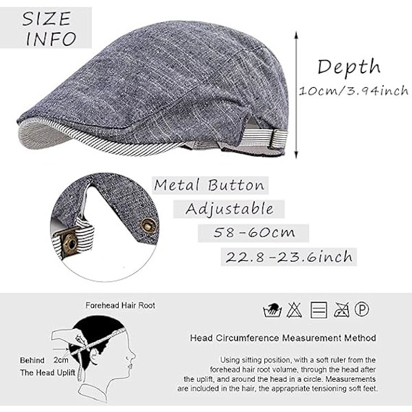 Herrar Flat Beret Keps Sommar Justerbar Flat Newsboy Hatt med Visir