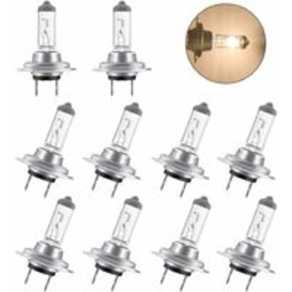 10 stk 12V H7 55W LED Halogenpærer Varmt Hvit Varig Pære For Bil