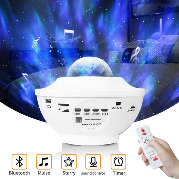 Vit Stjärnhimmelsprojektor, Galaxy LED Takprojektorlampa, Sta