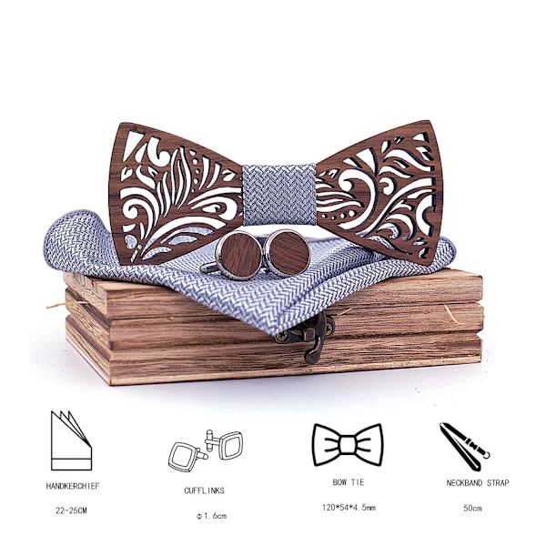 ##/Håndlaget Tre-Sløyfe Justerbar Størrelse Klassisk Stil Treboks (inkluderer Mansjettknapper Lommetørkle og Sløyfe) for Bryllup Forretningskveld##/