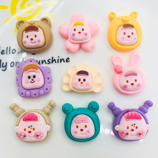 100 DIY-tillbehör i resin Söta små syster hårtillbehör