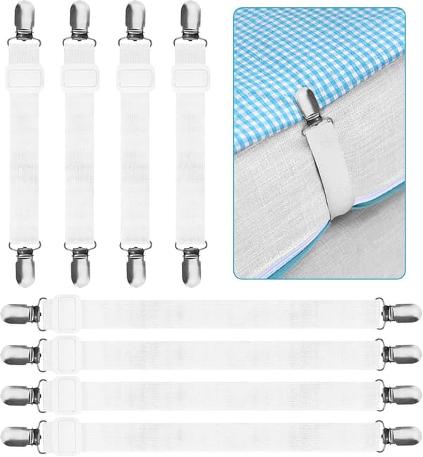 8 stk (15 cm til 100 cm) Strammer for sengetrekk, justerbare sengetrekk