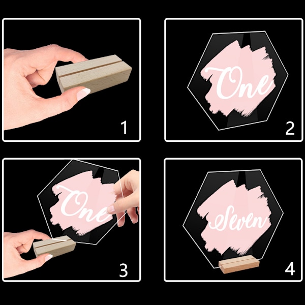 ##/(1-10) 10 Numrerade Hexagon Akryl Tallrikar med Baser - Lar##/