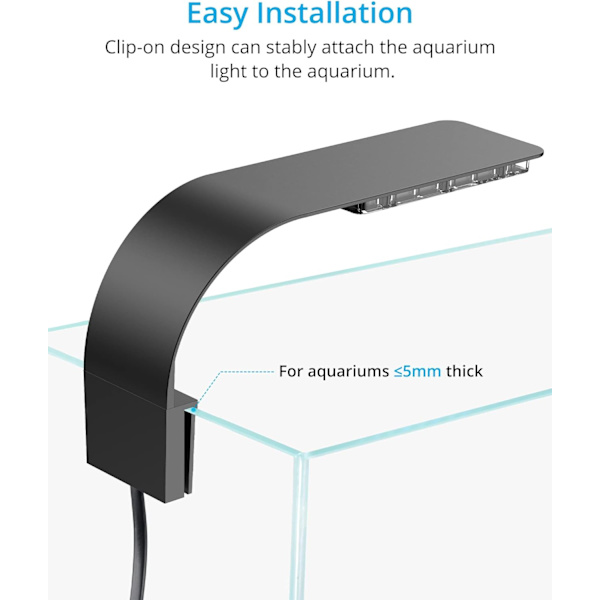 Ultra-tynd LED-lampe til lille akvarium, Akvarielampe w