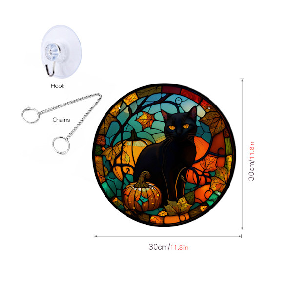 ##/Akryyli Halloween-riipus - Musta kissa, riippuva kyltti kotiin##/