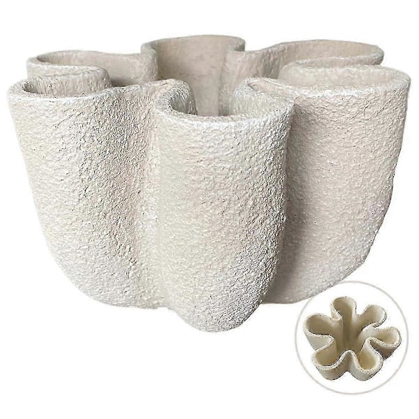 Harpiksskål Riflet Tørket Blomstervase Ornament Håndverksvase for Bryllupsrom Bokhylle Konsollbord St