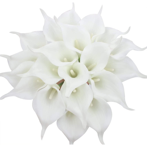 24 st konstgjorda latex Calla liljor, realistiska enstammade liljor