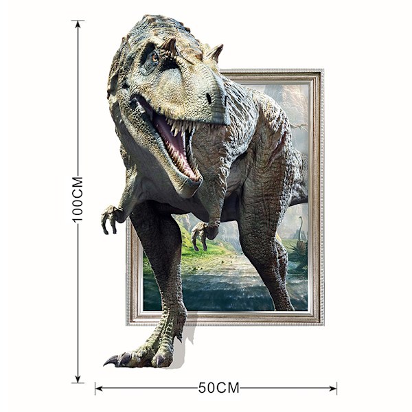 En 50×70CM 3D-väggdekal med realistisk dinosaurie för sovrum och vardagsrum
