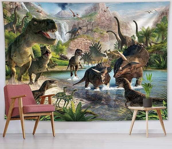 Dinosaur Gruppe Rom dekorativ veggteppe – 200 x 150 cm bred