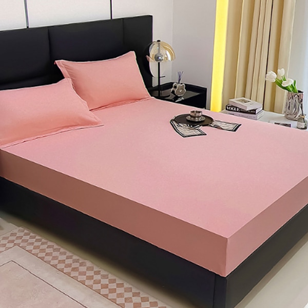 ##/Tvättad bomulls-lakan med enfärg, passform, 200x220cm, 2 st örngott##/