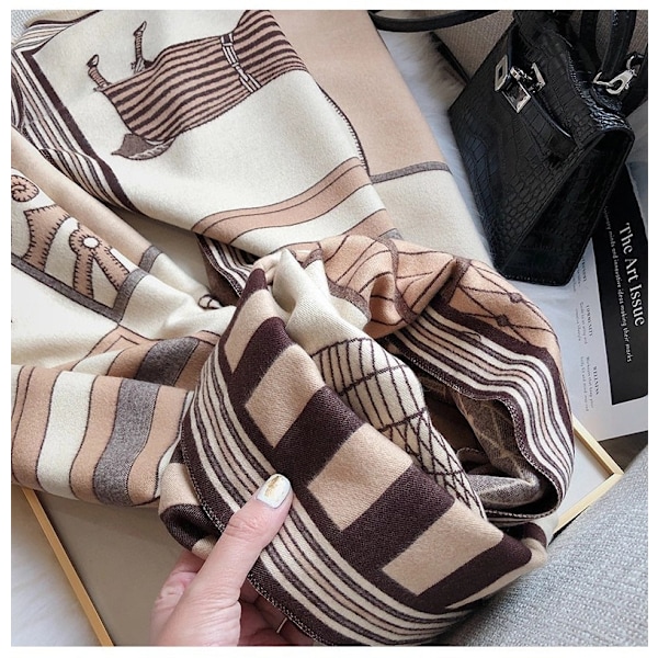 Vinter Pashmina Sjal Halsduk för Kvinnor Lång Stor Tjock Varm Vändbar