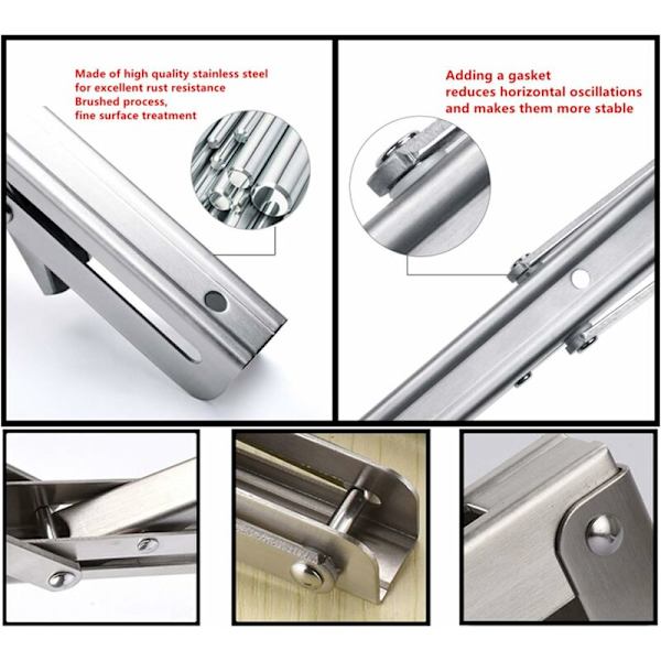 2 kpl Taittotukea 200 mm, Ruostumattomasta Teräksestä Taitto-konsoli B