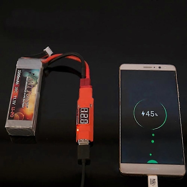 728V Input 5V 2A Output 3i1 Multifunktionel Lipo Batteri USB Oplader Afladning med LED Display