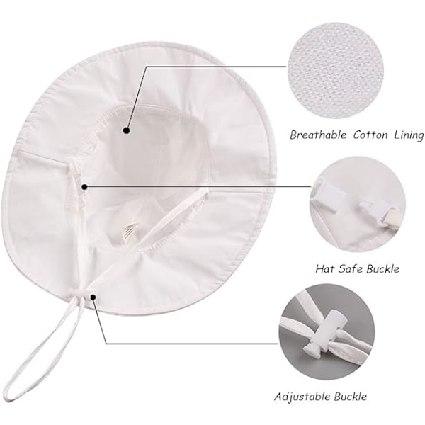 47 cm, Babyflicka Knythatt Bredbrättad Solskyddssolhatt Bob för