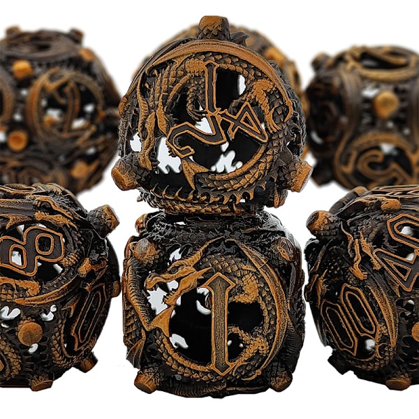 ##/Dungeons and Dragons Spil Terninger HNCCESG Rollespil Terninger 7 Stykker med Metalæske Polyhedriske Hule Metal Runde Drageterninger D4/D6/D8/D10##/