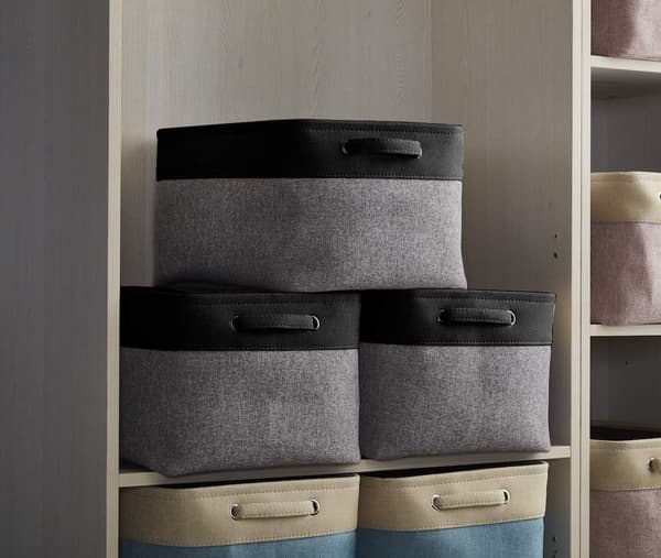 Oppbevaringsbokser (38CM*26CM*24CM) Stoff Canvas Oppbevaringskurv med