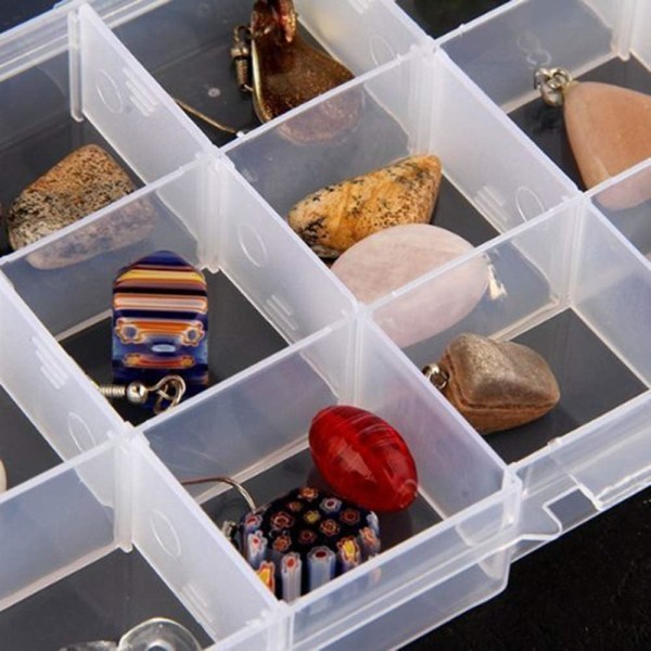 Förvaringslåda för smycken i plast 15 galler Justerbart fack Divi