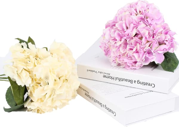 2-pak Kunstige Silke Hortensia Blomster - For Blomsterbukett, H
