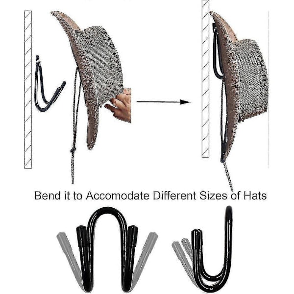 Cowboy Hat Hylde Hat Holder Hat Organizer Hat Vægmontering - 4/pk Ingen Hat