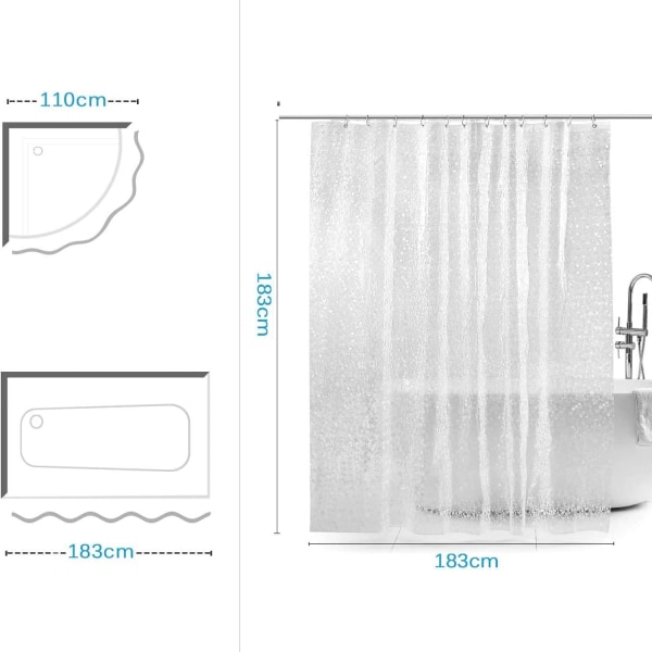 Bruseforhæng 180x180cm, transparent EVA bruseforhæng til badekar