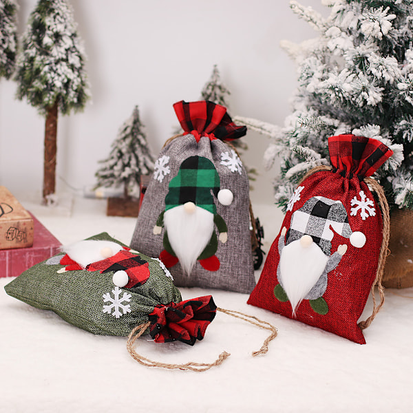 ##/3 stk Juleposer med snor, gjenbrukbare stoffjuleposer##/