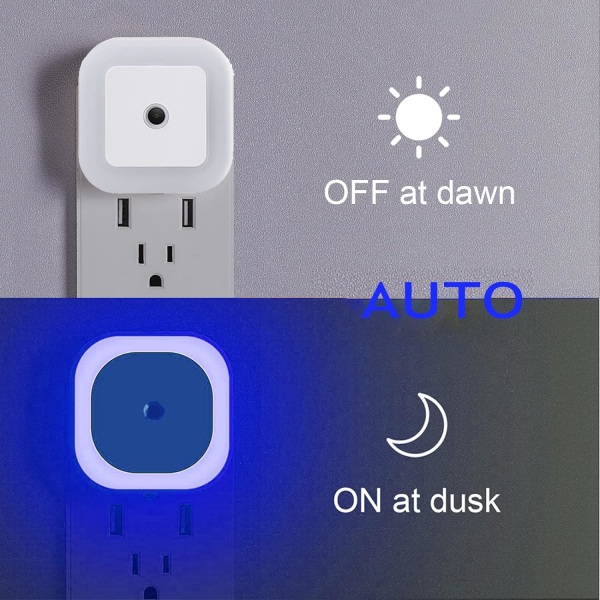 LED nattlys på stikkontakt, barnesikker stikkontakt nattlys